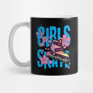 Girls Skate Inline Skating Flower Design Mug